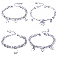 fashion stainless steel bracelet 18cm adjustable heart bracelet bangles cute lady jewelry womens multi style high quality gift