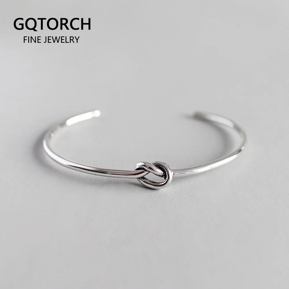Браслеты и браслеты 925 пробы серебряные из манжеты для женщин простой дизайн