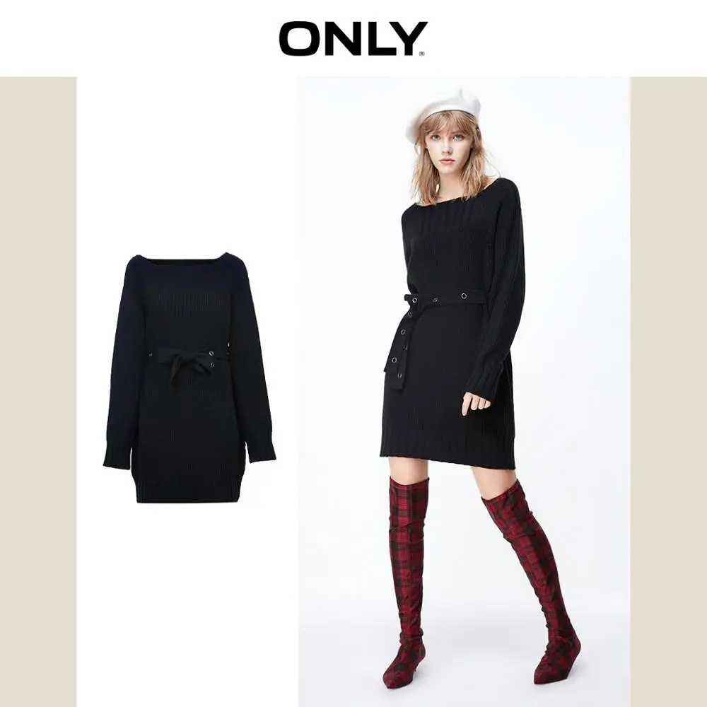 ONLY Autumn Winter Women's Loose Fit Cinched Waist Knit Dress | 119346523
