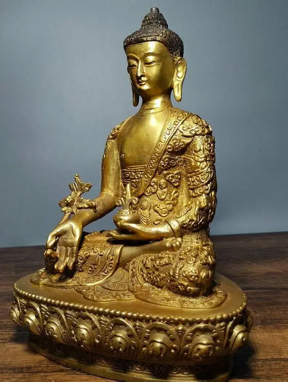 9 &quotСтарый тибетский буддистский храм медная позолота менла медицина Будда