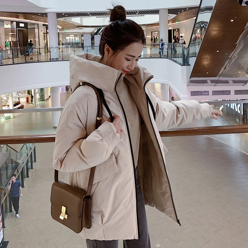

women Korean style solid long parkas stand collar hooded 2020 new arrival winter jacket outwear casual thick warm ladies coats