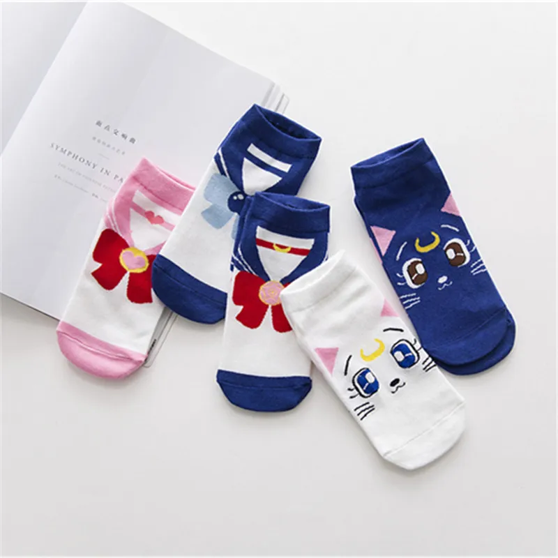 Sailor Moon-calcetines de dibujos animados de Chibiusa, Hino, Rei, Kino, Makoto, informal, Cosplay, para ni&ntilde;os, regalos de navidad-1