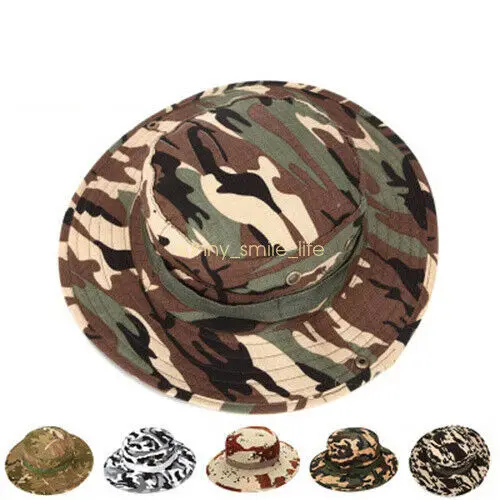 

Fishing Sun Boonie Hunting Hat Wide Outdoor Cap Camo Brim Unisex Bucket Military