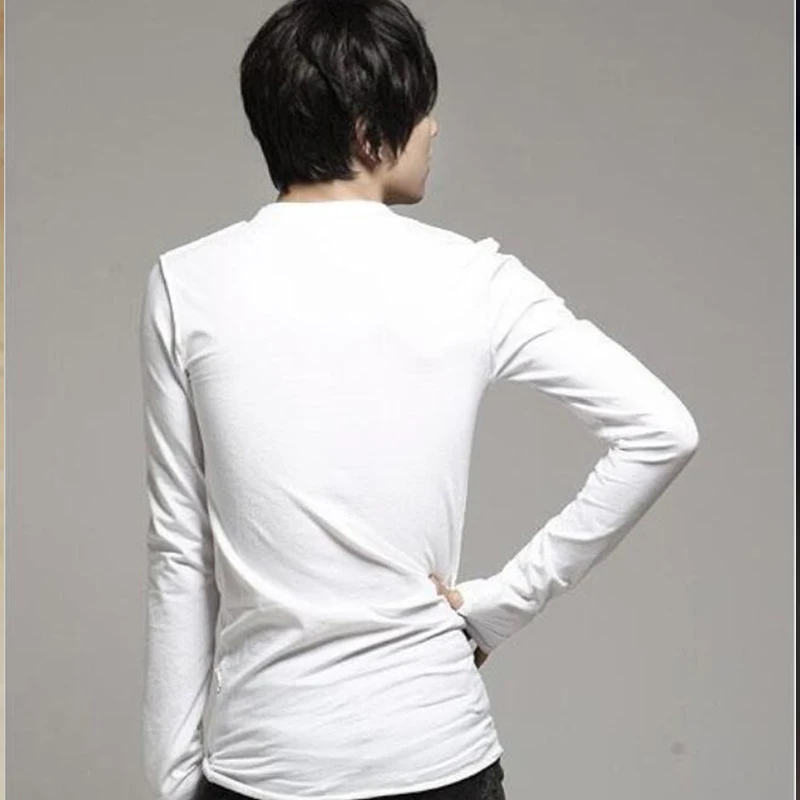 Футболка мужская с длинным рукавом модная одежда перчатки круглый вырез толстая