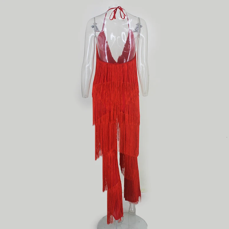 Ohvera летний сексуальный длинный женский комбинезон с кисточками, глубокий v-образный вырез, бахрома, открытая спина, женский комбинезон, элегантные комбинезоны
