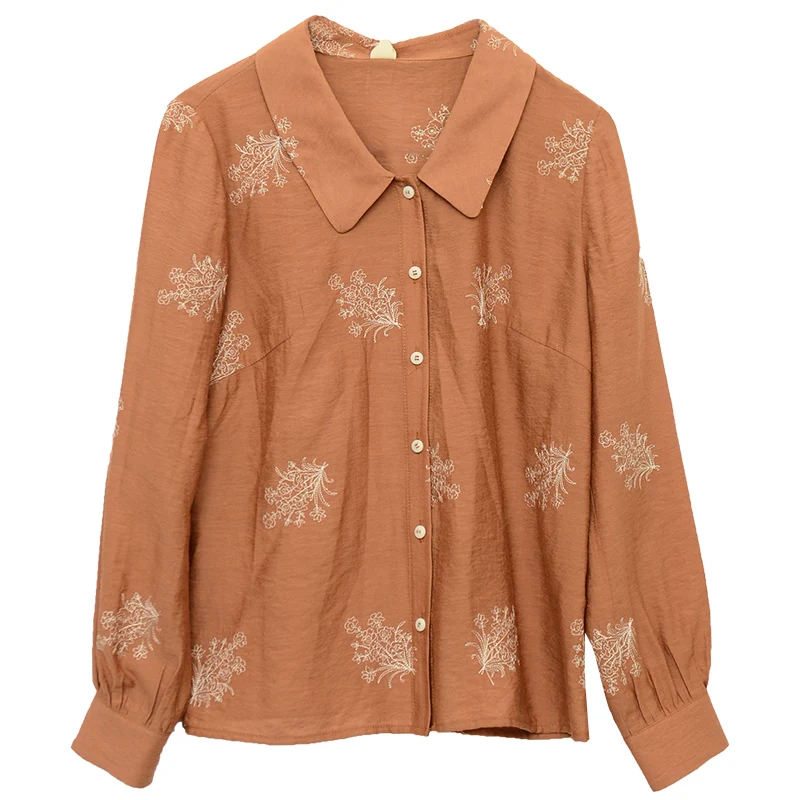 Женская блузка с вышивкой CYNTHIA, винтажная рубашка с длинным рукавом и отложным воротником, оригинальный дизайн, для фанатов, скидка 3% от AliExpress RU&CIS NEW