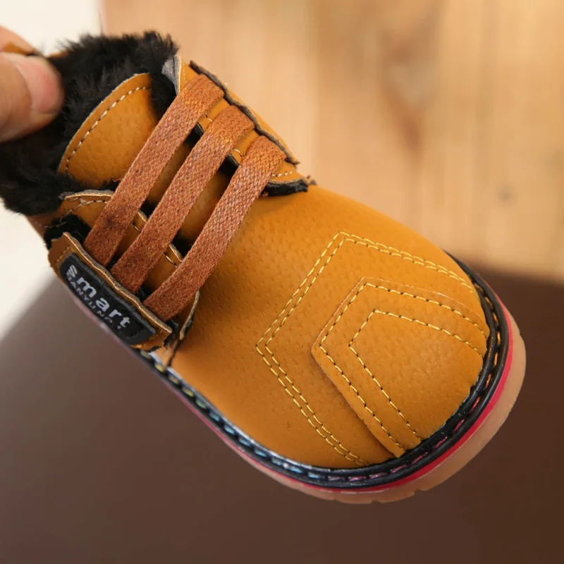 Детская одежда для мальчиков Ботинки Мартенс Зимние теплые бархатные зимние