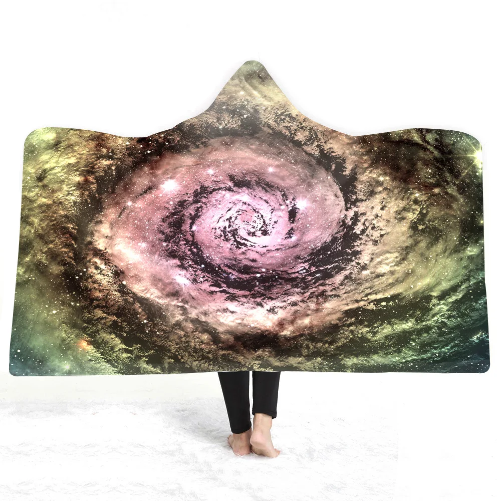 4 Новое поступление Vortex Space Galaxy 3D набивное Флисовое одеяло с капюшоном зимнее теплое Коралловое Флисовое одеяло s для детей и взрослых - Цвет: 4