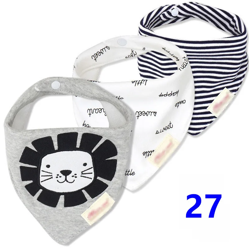 27 3pcs Organic Cotton Baby Scarf Muslin Burp Cloth Bandana Bibs Newborn Baby Boy Infant Girl Toddler Winter Scarf Waterproof Bib - Цвет: 27