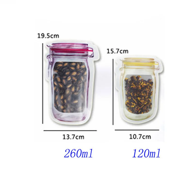 3/4/7pcs Kitchen Organizer Food storage bag Preservation Fridge Freezing Food Storage Reusable Jar Bag Mason bottle ziplock bag images - 6