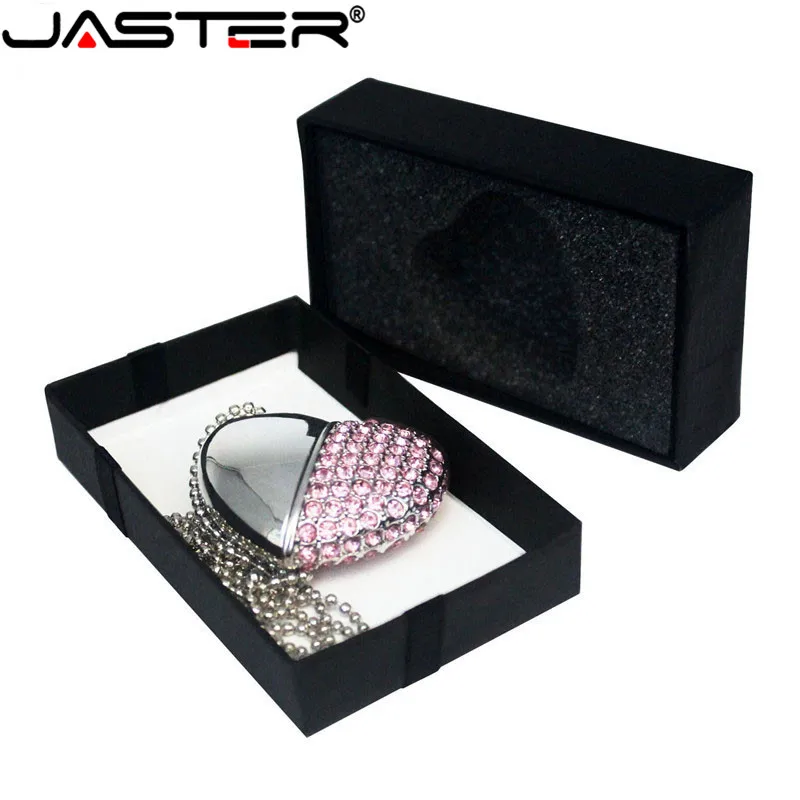 JASTER USB Flash Drive Crystal love Heart +box pen drive precious stone 4G/ 8G/ 16G/ 32G /diamante memory stick wedding gift | Компьютеры