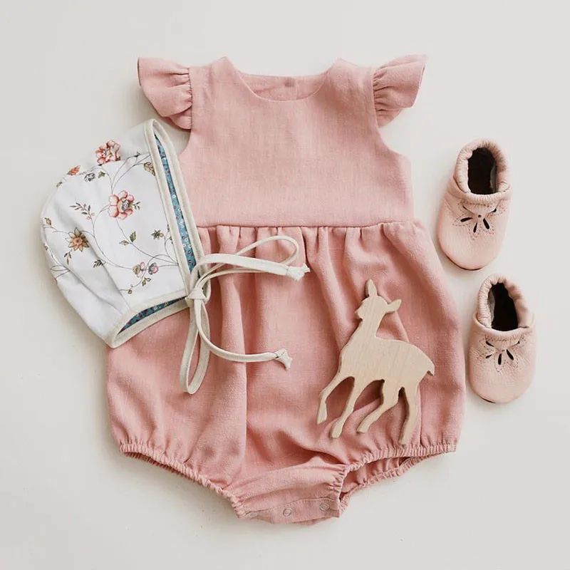 Модная одежда для маленьких девочек комбинезоны из хлопка малышей Летняя Одежда