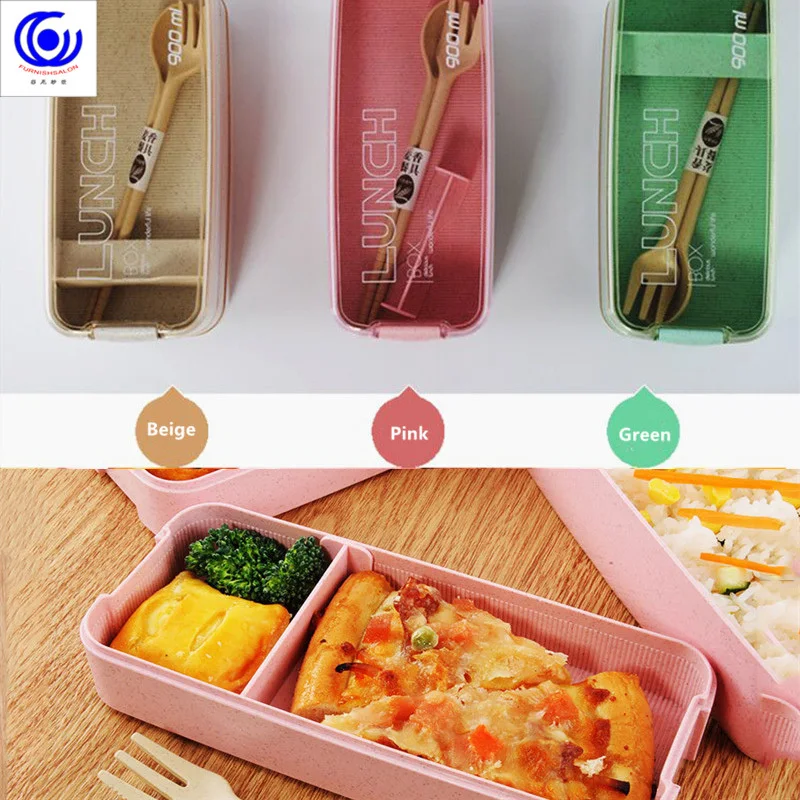 900ml Healthy Material Lunch Box 3 Layer Wheat Straw Bento Microwave Boxes Dinnerware Food Storage Container Lunchbox|Коробки для