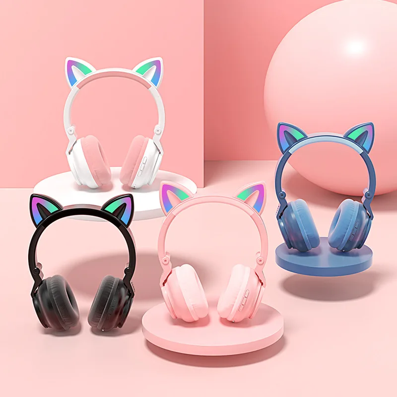 

LED Cat Ear Auriculares Bluetooth Headphones Wireless headset Gamer sport For Kids Girls Gifts Cartoon Cute Colorful Glow Earbud