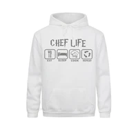 men funny cool eat sleep cook hooded pullover fall style cotton chef life sportswear tops camisetas