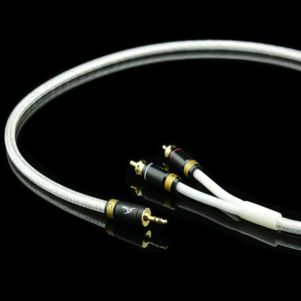 Подробные сведения о High End MPS M 4 3 5 мм до 2 RCA аудио кабель Щепка покрытием 6N из