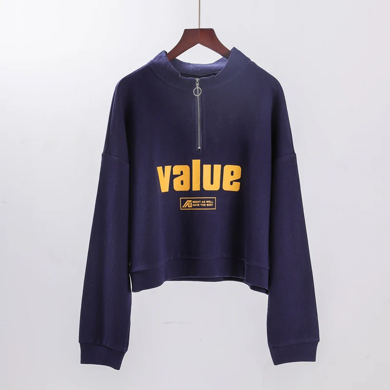 Женские толстовки с воротником-стойкой универсальные теплые пуловеры в