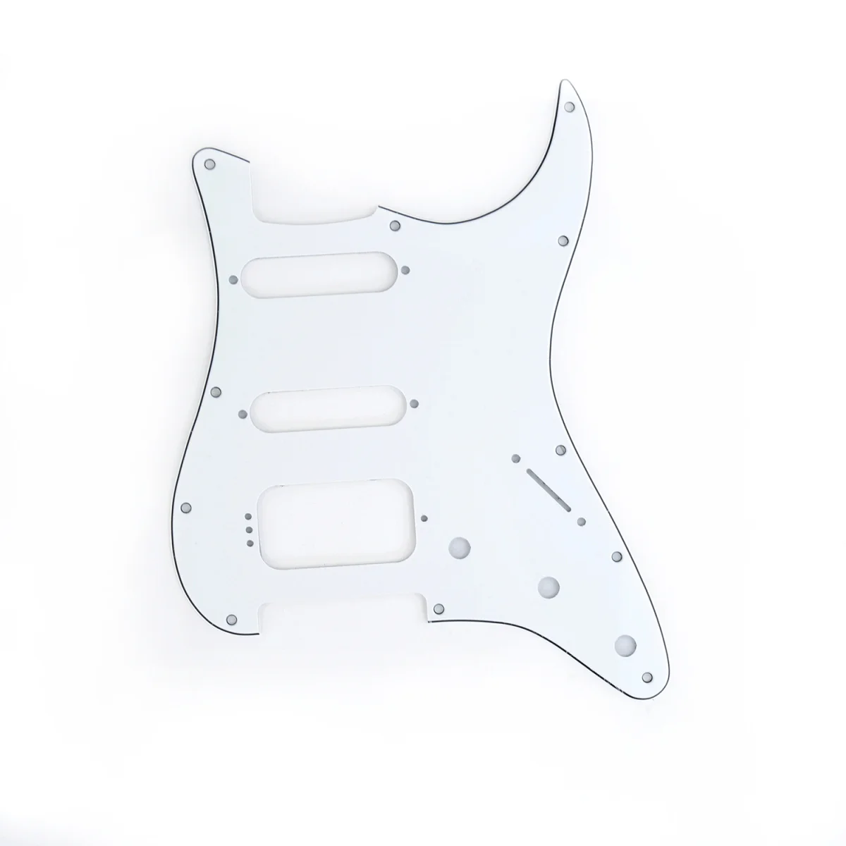 

Musiclily Pro 11-Hole Round Corner HSS Guitar Strat Pickguard for USA/Mexican Stratocaster 4-screw Humbucking Pickup, 3Ply White