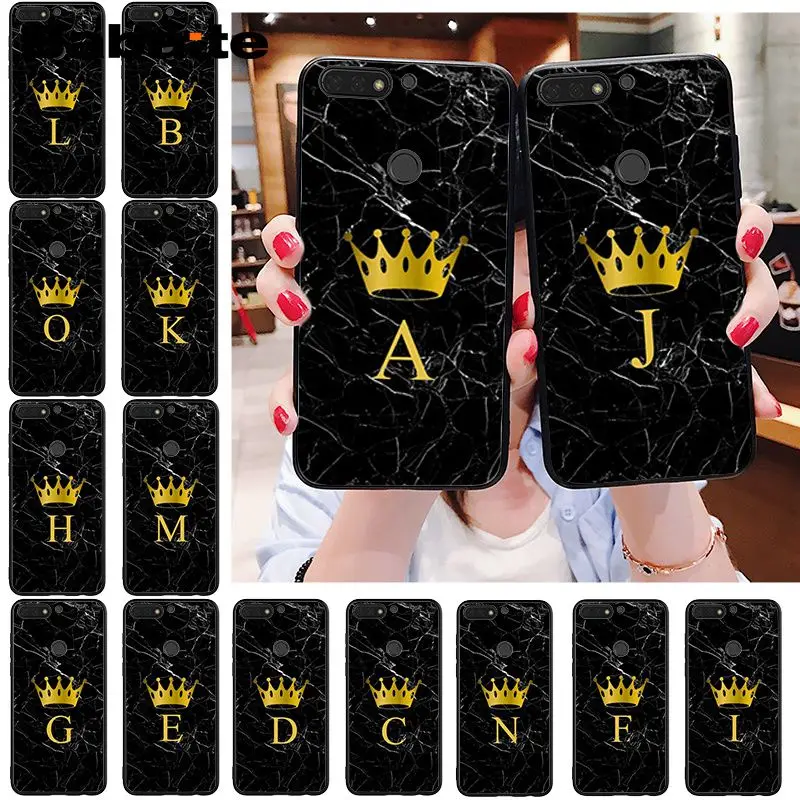 

Babaite Custom name Letter Monogram Black Marble crown Phone Case for Huawei Honor 8X 9 10 20 Lite 7A 5A 8A 7C 10i 8C 7A 9X Pro