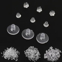 100pcslot clear soft silicone rubber earring backs safety bullet stopper rubber jewelry accessories diy parts ear plugging
