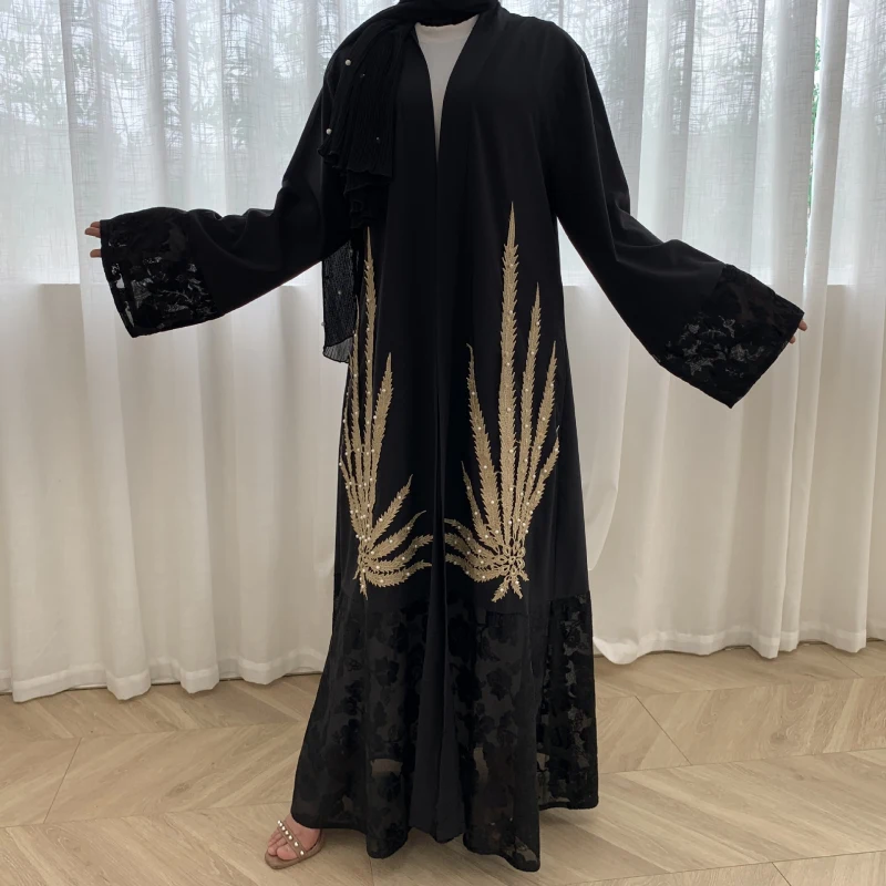 Модный Новый мусульманский халат с бусинами женский кардиган кафтан вышитая