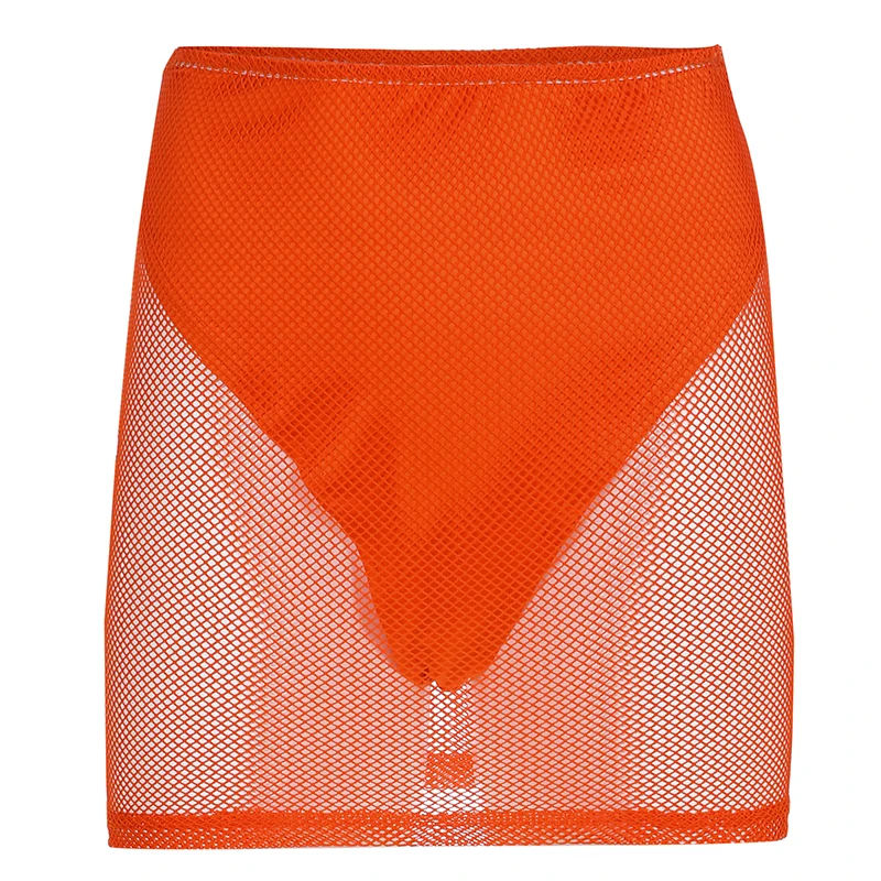 

Waatfaak Streetwear Sexy See Through Mesh A Line Skirt Women Clubwear Y2K Aesthetic 90S Style Party High Waist Skirts Punk 2021