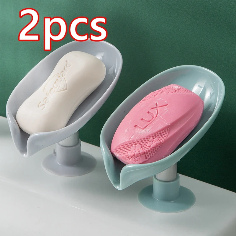 

2pcs Leaf Shape Soap Dish Drain Soap Holder Box Bathroom Organizer Shower sponge Storage Plate Tray Bathroom Accessories Tools