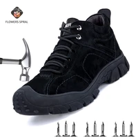 mens winter safety shoes warm waterproof and safety work shoes breathable anti smashing and anti piercing steel toed boots