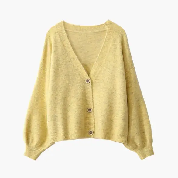 HKSNG Женский Осенний мягкий винтажный шерстяной свитер кардиган модный