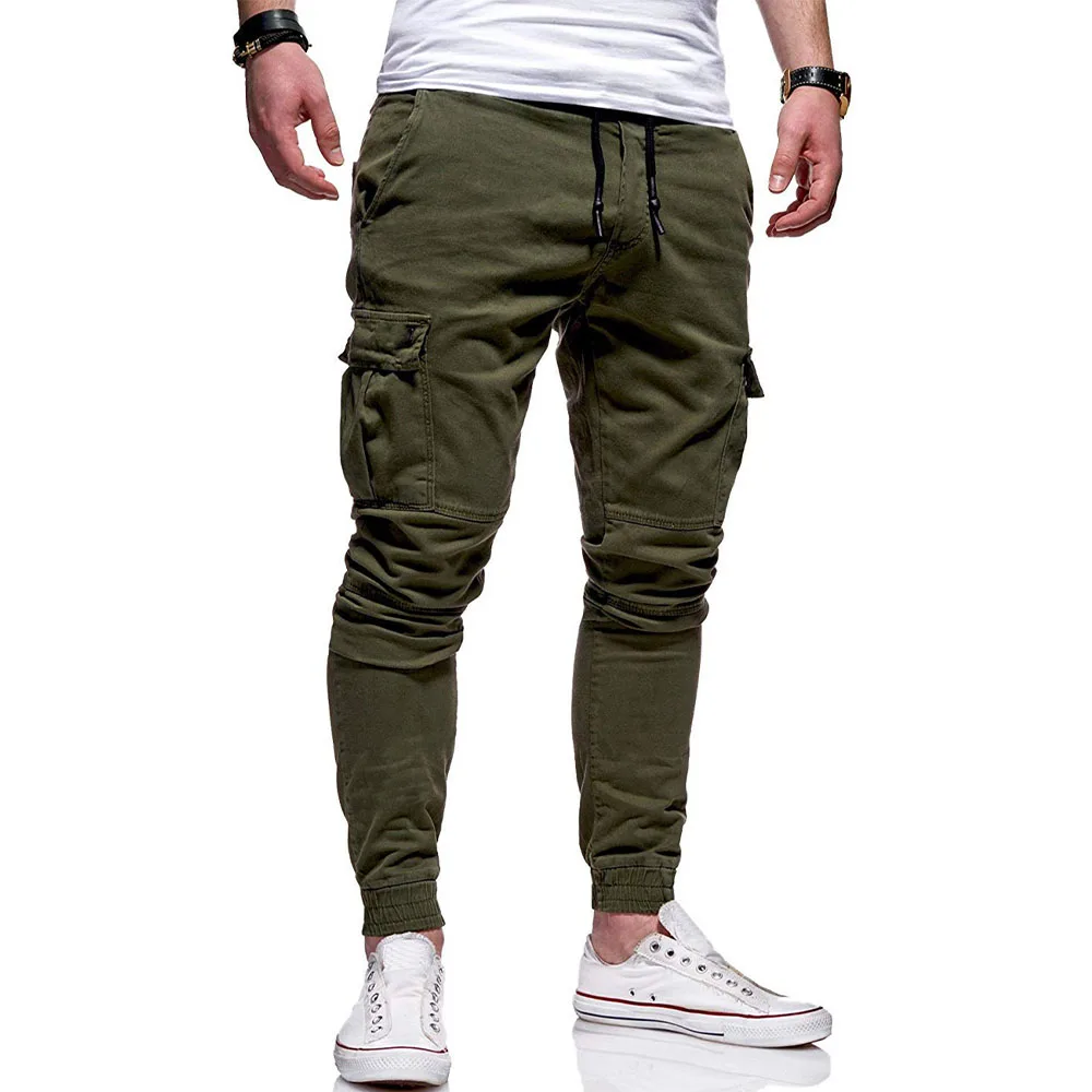 

High Quality Khaki Casual Pants Men Joggers Army-Green Cargo Pants Multi-Pocket Fashions Black Trousers Of Man