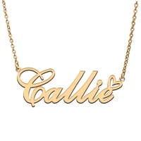 love heart callie name necklace for women stainless steel gold silver nameplate pendant femme mother child girls gift