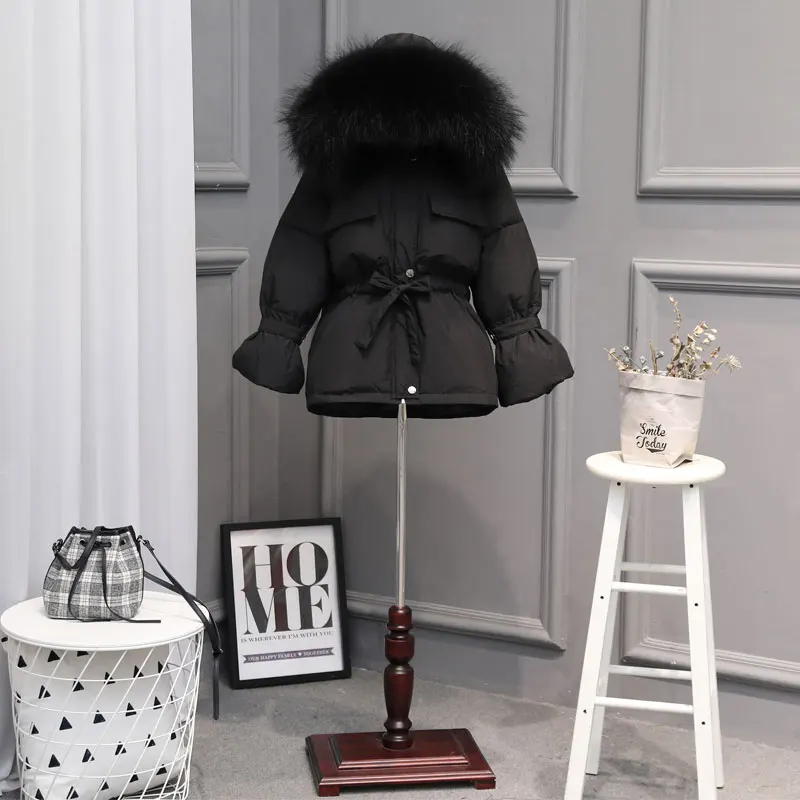 Новая зимняя куртка на белом утином пуху женская теплая парка с большим