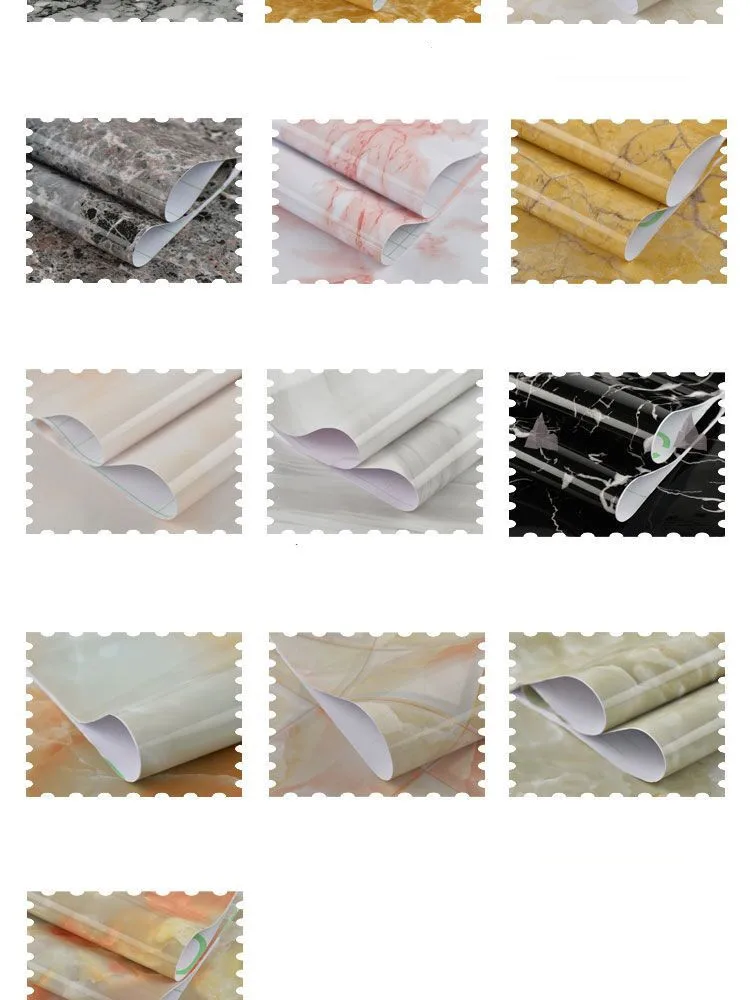 Thickened waterproof self-adhesive wallpaper marble sticker oil proof high temperature resistant kitchen furniture decoration