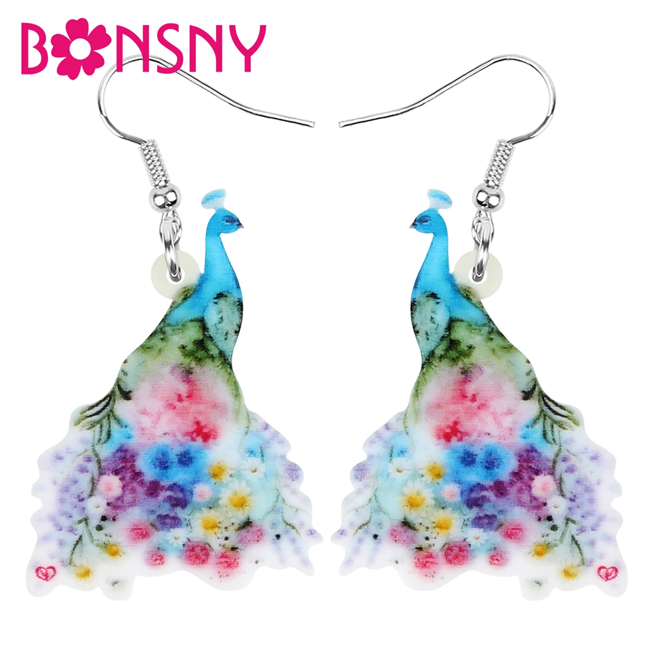 ARWA акриловый цветок элегантные серьги в виде павлина с принтом длинные перья