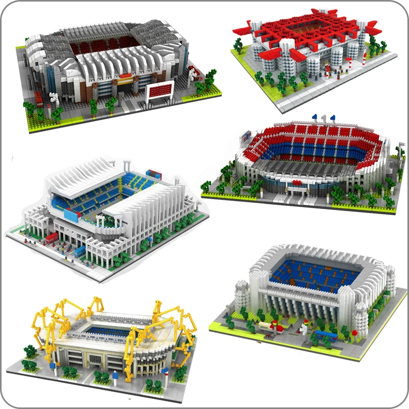 

Football Old Trafford Camp Nou Bernabeu San Sir Stadium Real Madrid Barcelona Club DIY Diamond Building Small Blocks Toy no Box