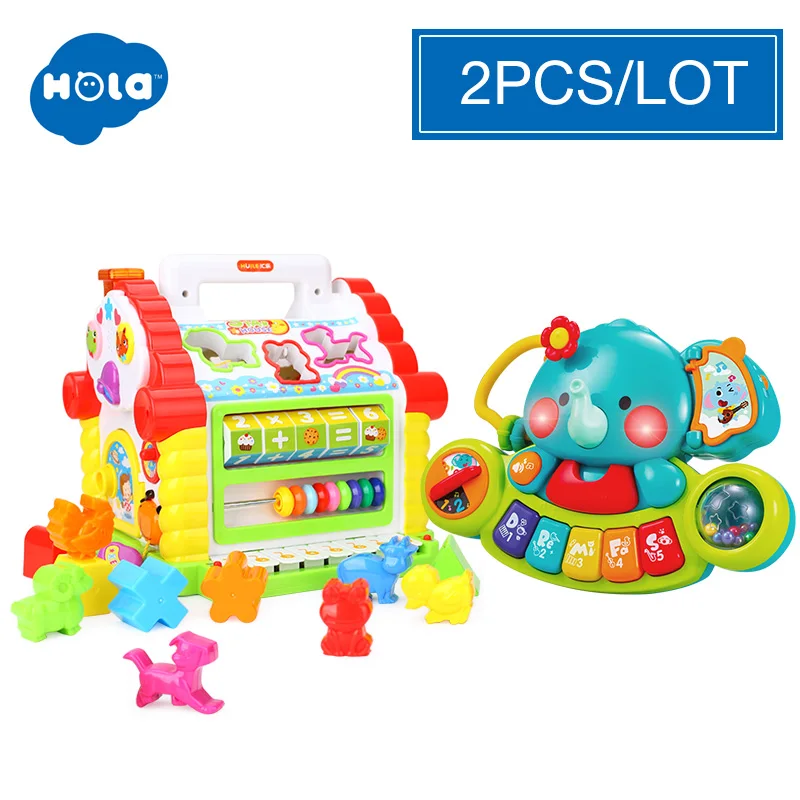 WITHOUT BOX HOLA 739, Многофункциональные Музыкальные игрушки, детский Забавный домик, музыкальные электронные геометрические блоки, сортировка, Обучающие Развивающие игрушки, подарки - Цвет: WITHOUT BOX