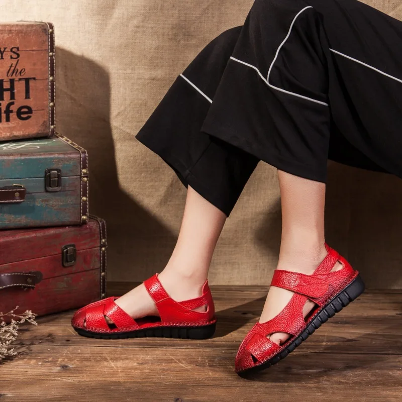 Сандалии женские из натуральной кожи мягкие удобные босоножки ручной работы