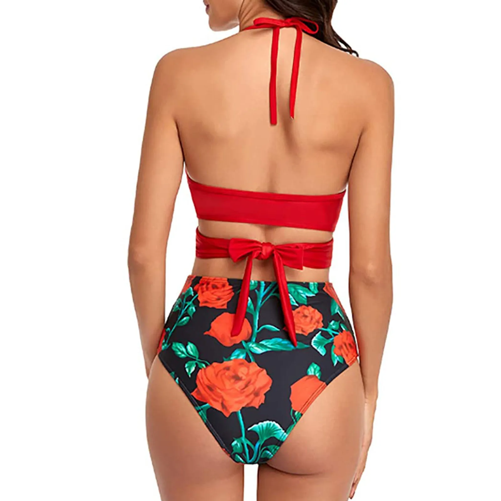 

Sexy Women Bikini Sets Solid Color Ruffled Swimwear Bathing Suits 2 Piece Split Push Up Bandage Beachwear Mujer Thong Biquini 31