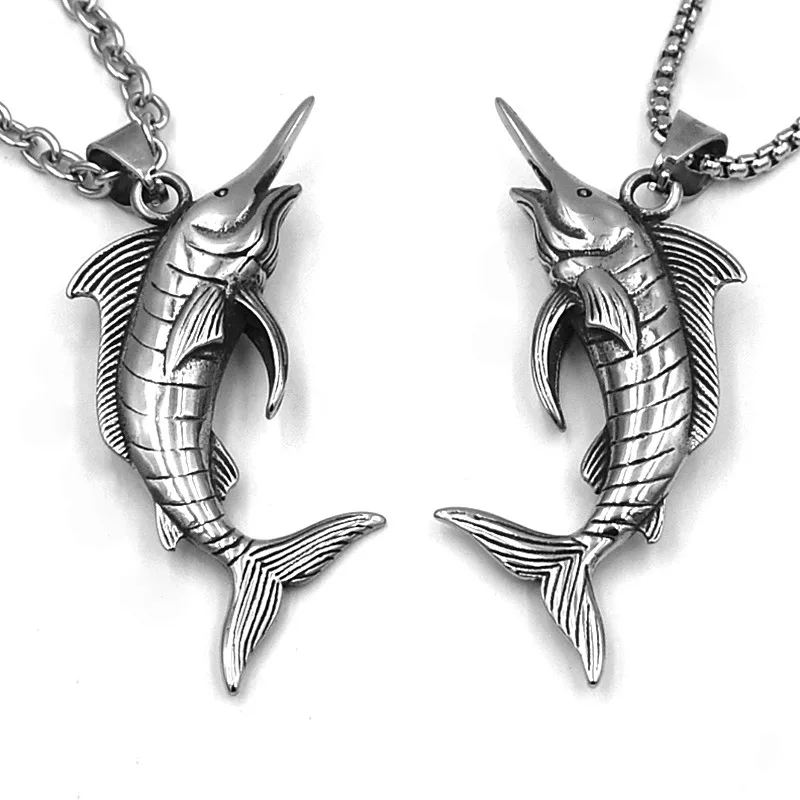 Мужское ожерелье с подвеской в виде рыбы из нержавеющей стали | Украшения и