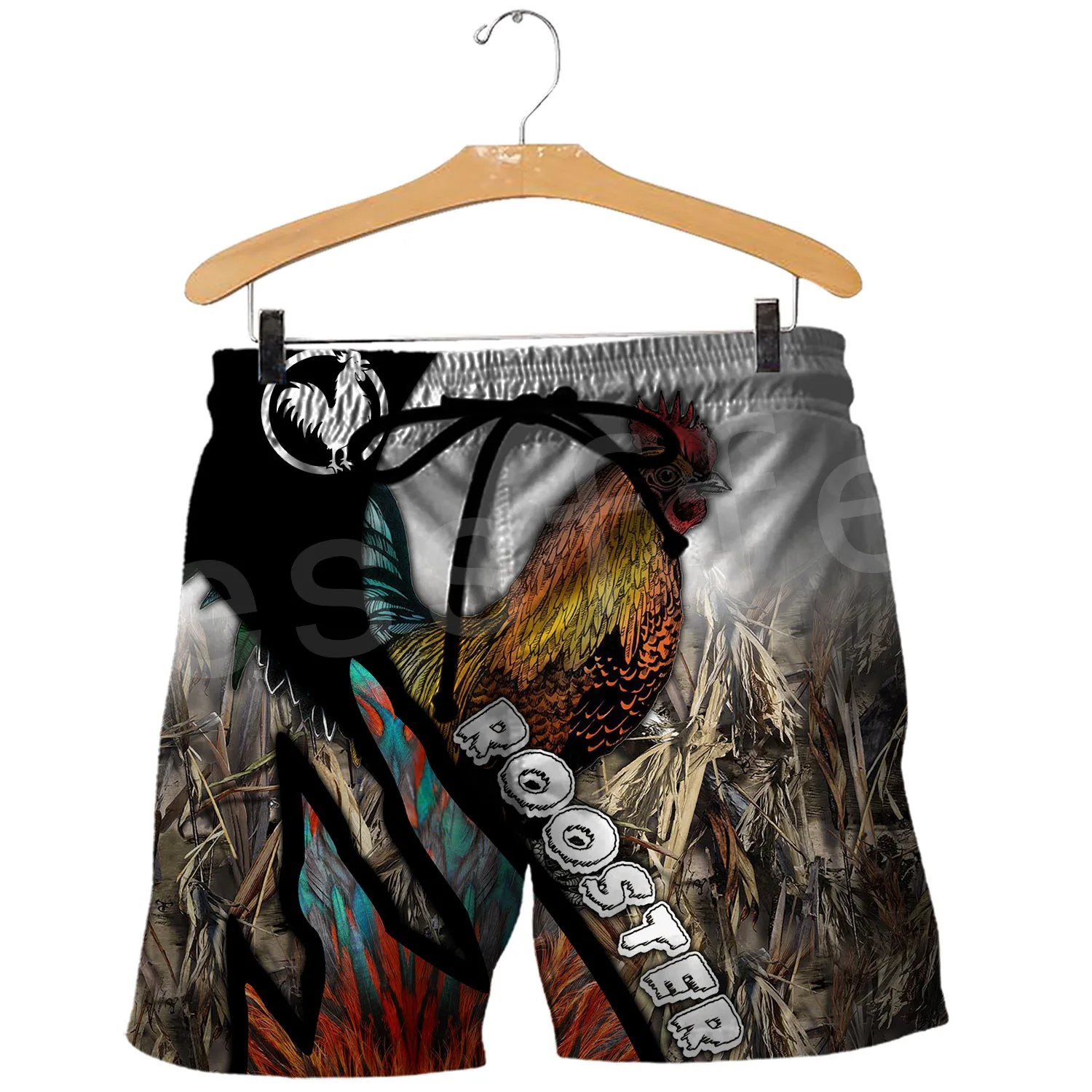 

Tessffel Rooster Animal Chicken Camo NewFashion Unisex Casual Harajuku Newest 3DPrint Summer funny Beach Shorts Short Pants D-1