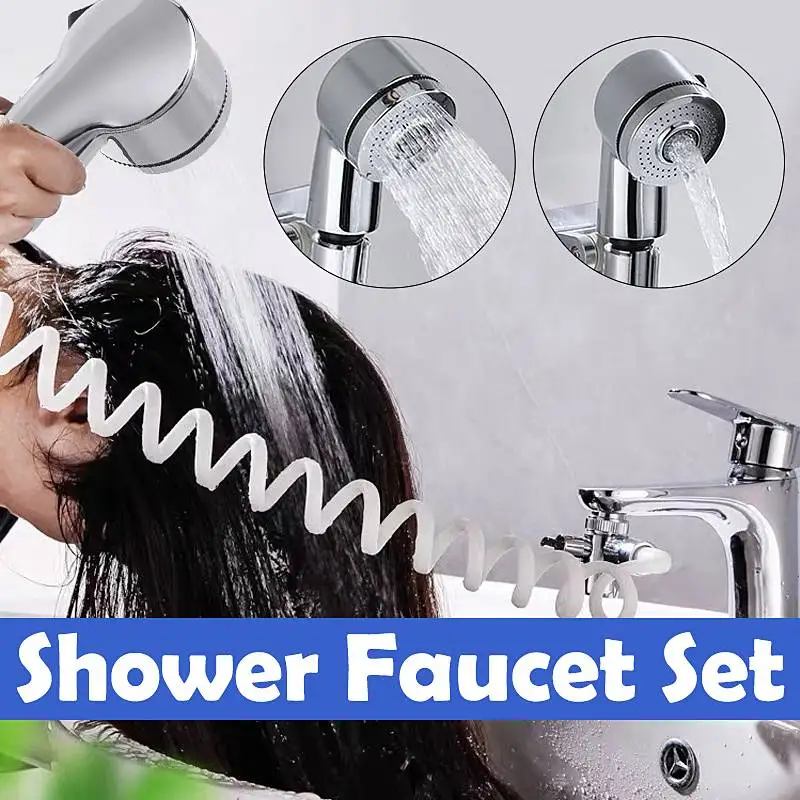 

Bathroom Shower Faucet Bathtub Wash Face Basin Water Tap External Shower Hand Held Spray Mixer Spout Faucet Tap Wall Mounted Kit