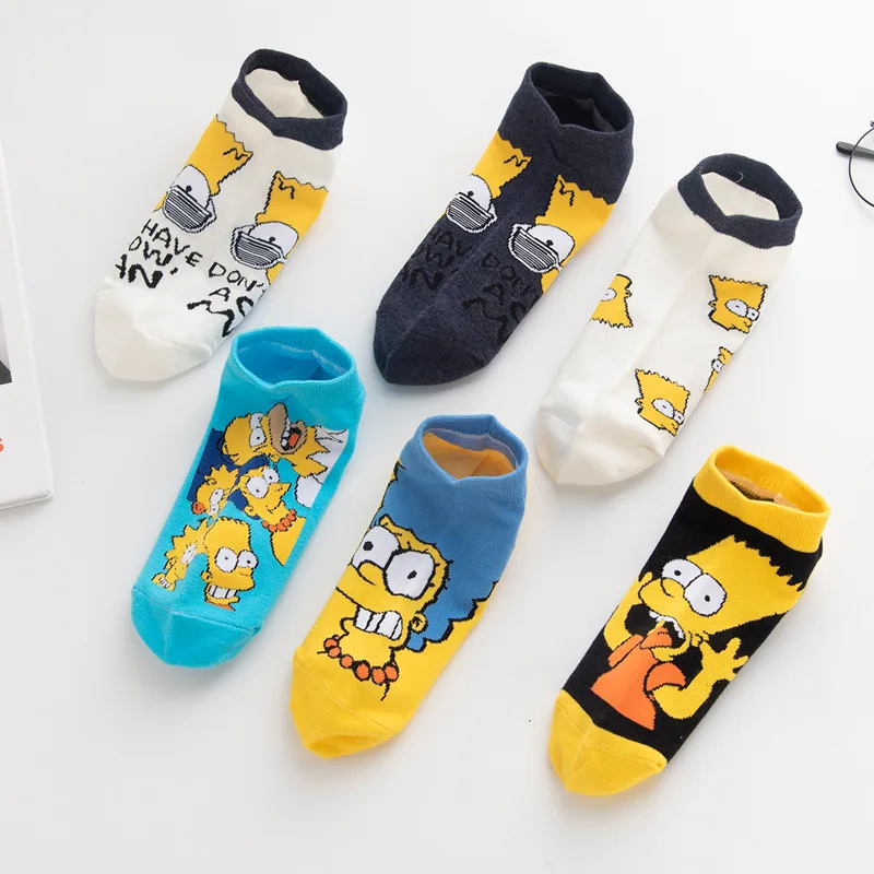 

8 Pairs Socks Men and Women Cartoon Simpsons Socks Set Homer Simpson and Bart Simpson Sock