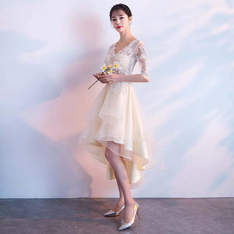 

O Neck Lace Appliques Long Evening Dresses Party Sequined Half Sleeve A Line Illusion Backless Prom Gowns estelyi ruha