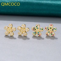 qmcoco new style silver color zircon mini small flower earstud for women charm simple fashion wedding jewelry accessories