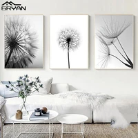 dandelion flower life quote wall art canvas painting black white modern print poster plant picture home decor for living room