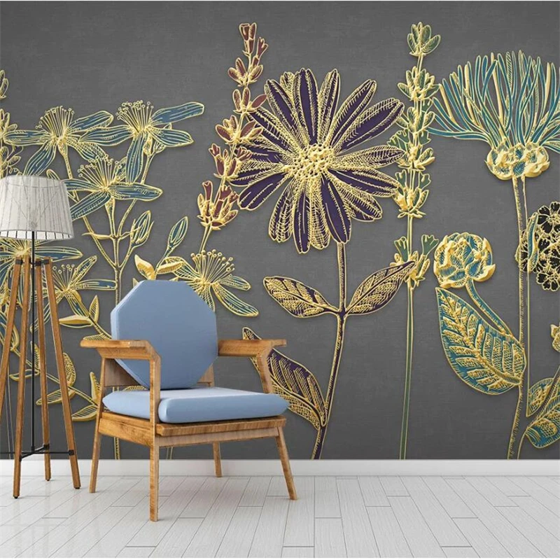 Wellyu индивидуальная большая роспись современный минимализм золотые тисненые