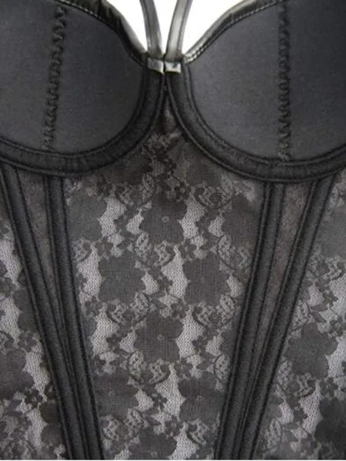 

MO&MO- Europe and the United States court sexy leather PU lace sexy dress garter with plastic bodywear underwear waist trainer
