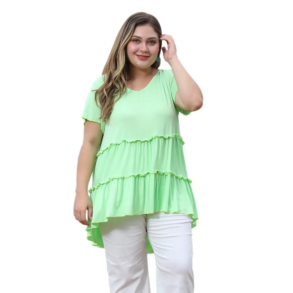 Женская длинная футболка с оборками WHZHM лоскутные вечерние футболки большого