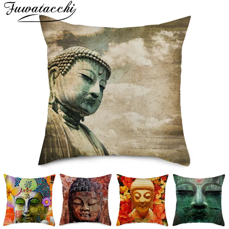 Фуватакчи льняная Будда фото наволочка буддизм Бог портрет пледы наволочки для