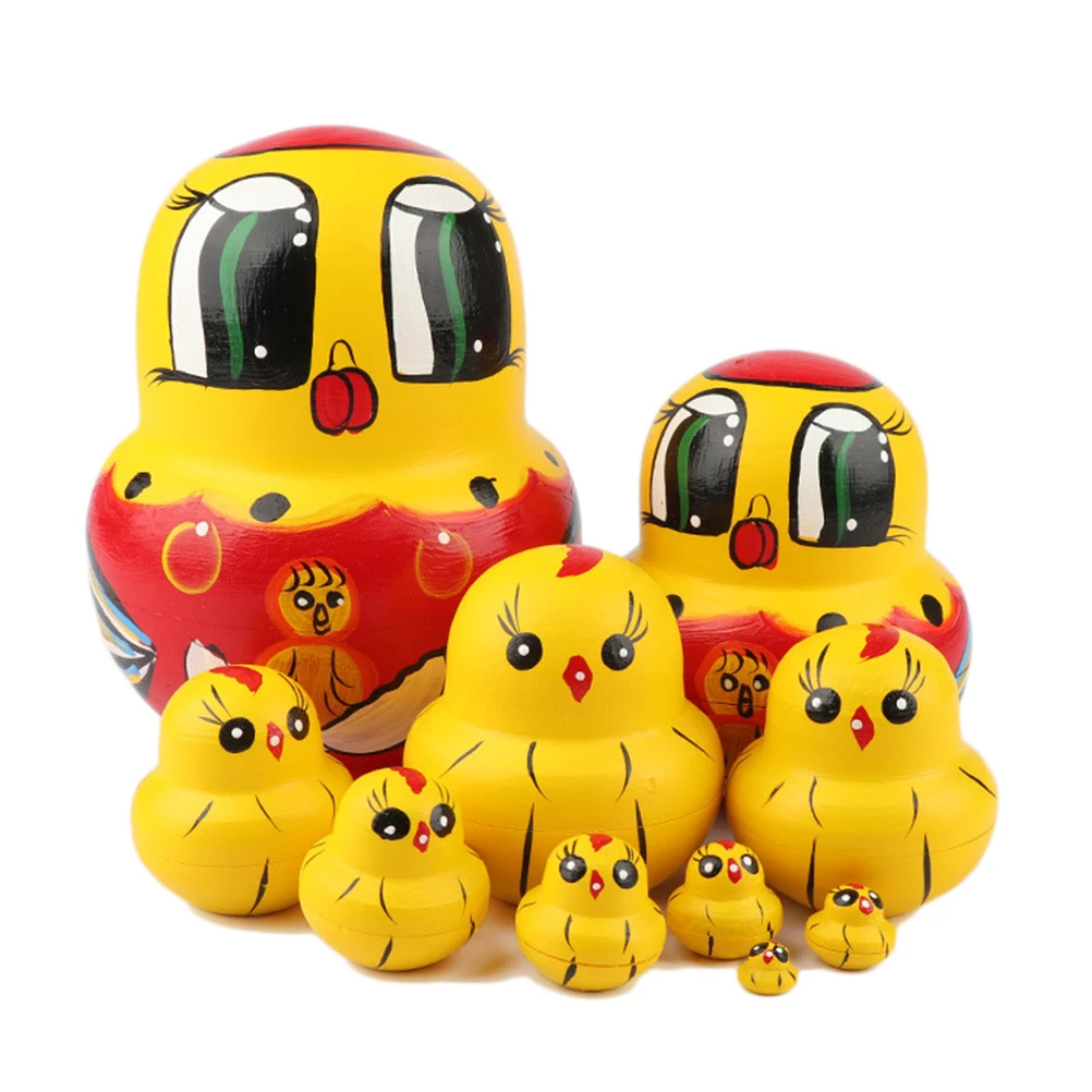 Новинка 10 шт./партия цыпленок русский матрешки ручной росписью липы русская